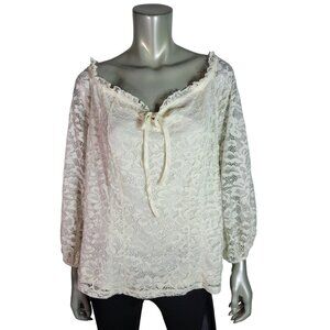 Torrid Lace Off Shoulder Corset Seamed Top Plus Size 1X‎ Pullover Ivory